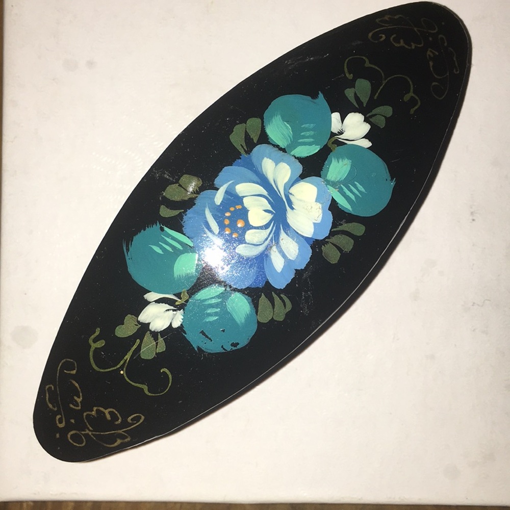 Beautiful vintage hand painted barrette wedding